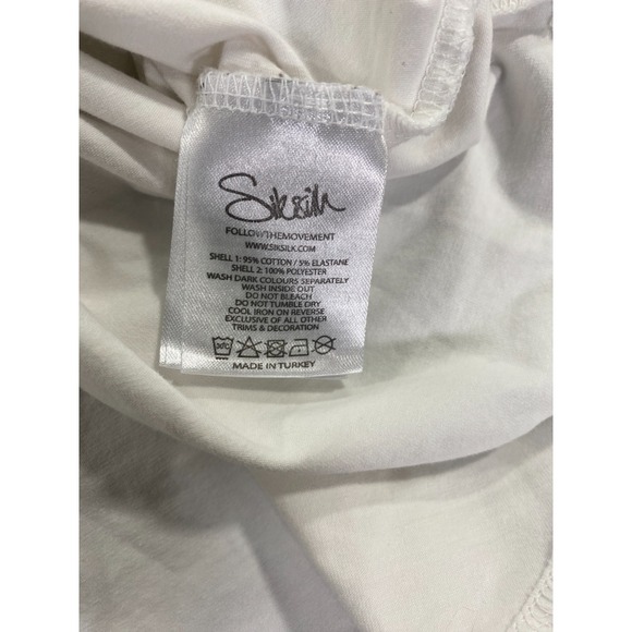 SikSilk Women's T-Shirt Medium White Cotton with Elastane Polyester Embroidered - Picture 3 of 9